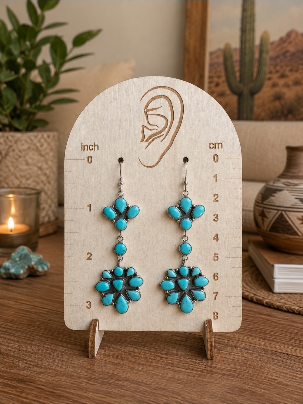 Authentic Turquoise Hook Dangle Sterling Silver Earrings $549 retail🩵